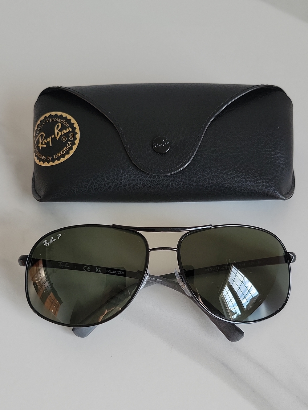 Ray Ban Abiator Sunglasses With Polarized Dark Green Lenses